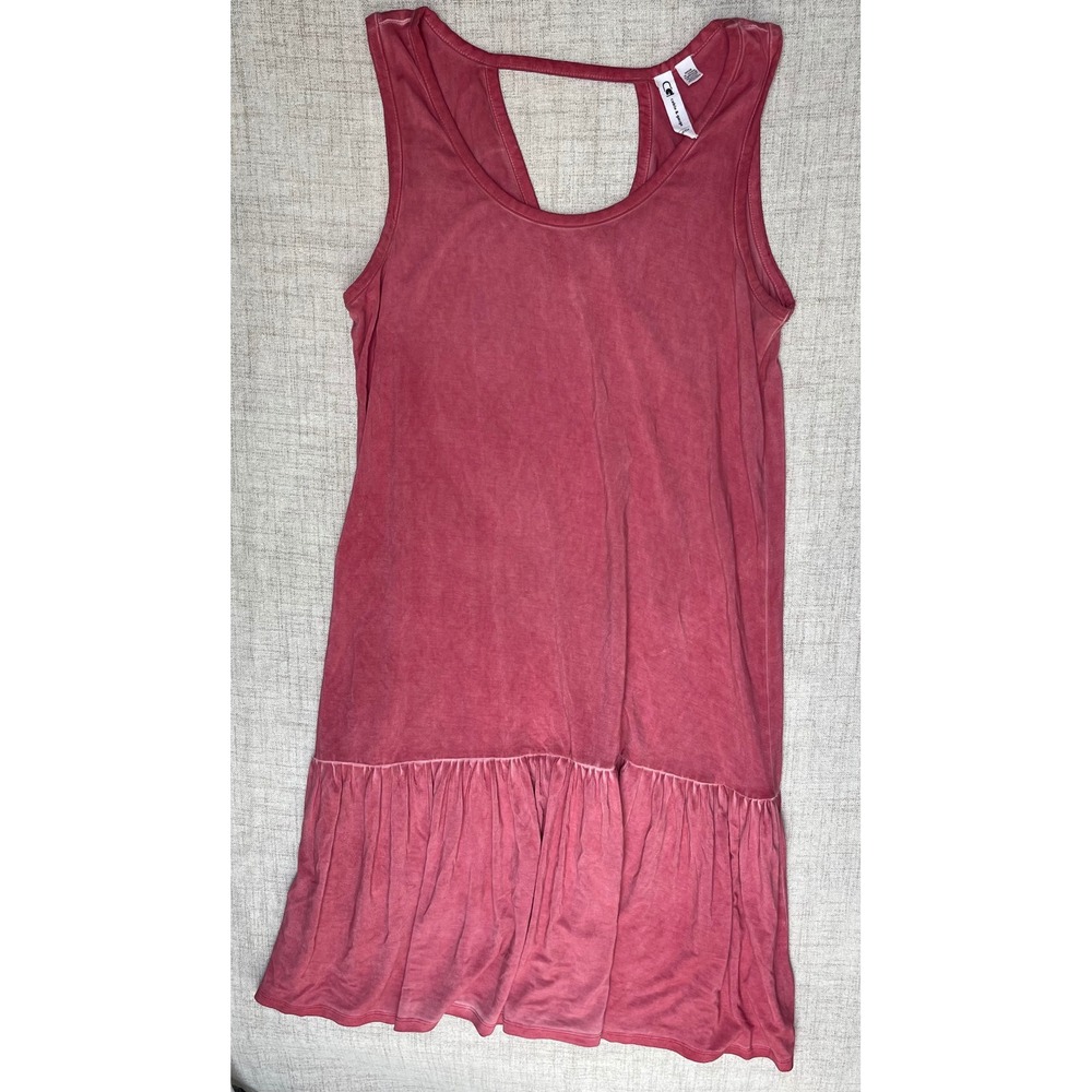 Cable‎ & Gauge Womens Mineral Wash Ruffle Hem Sleeveless Dress Pink Small